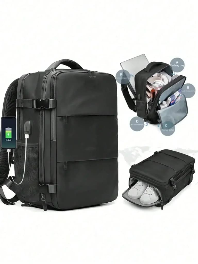 Mochila de viaje multifuncional con USB y gran capacidad