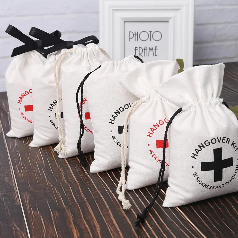 Kit de Resaca: 100 Bolsas de Algodón Personalizables