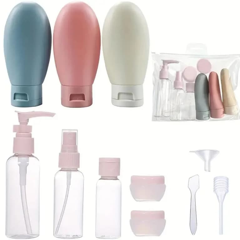 Juego de Botellas de Viaje: 11 Piezas para Cosméticos