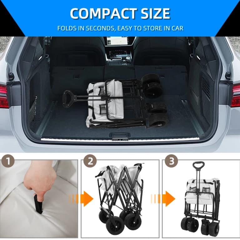 Carro de playa plegable de gran capacidad para exteriores