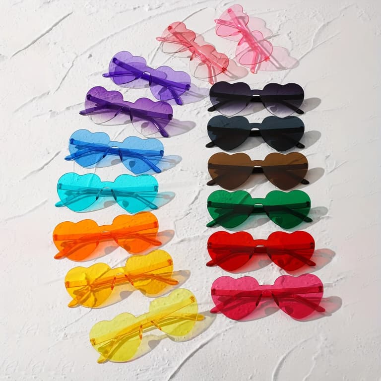 15 Uds. Gafas de sol en forma de corazón, UV400