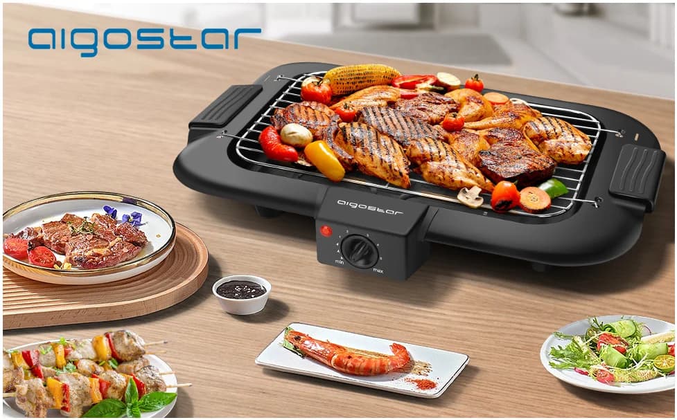 Barbacoa Eléctrica AIGOSTAR: Sin Humo y Fácil de Usar
