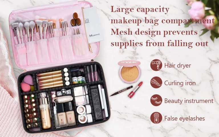 Bolsa de maquillaje profesional extra grande y versátil