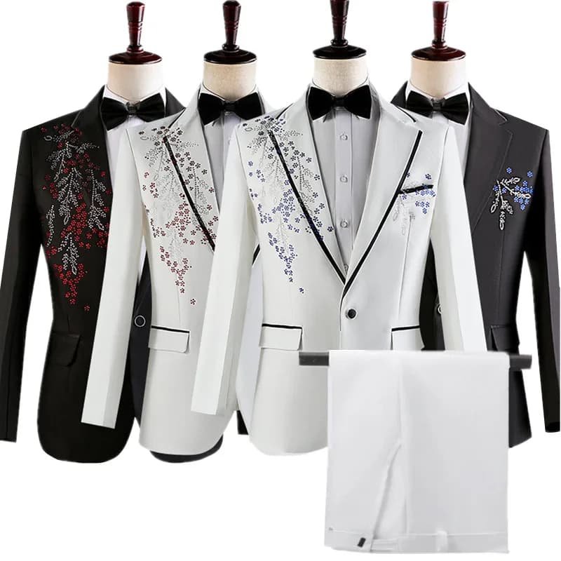 Trajes empalmados de lujo para hombre en negro y blanco