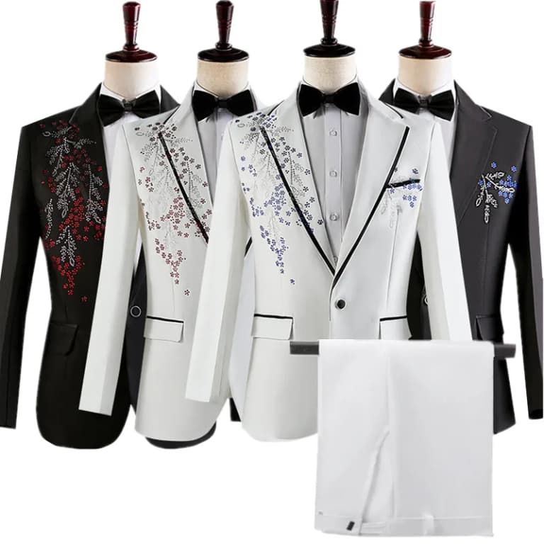 Trajes empalmados de lujo para hombre en negro y blanco