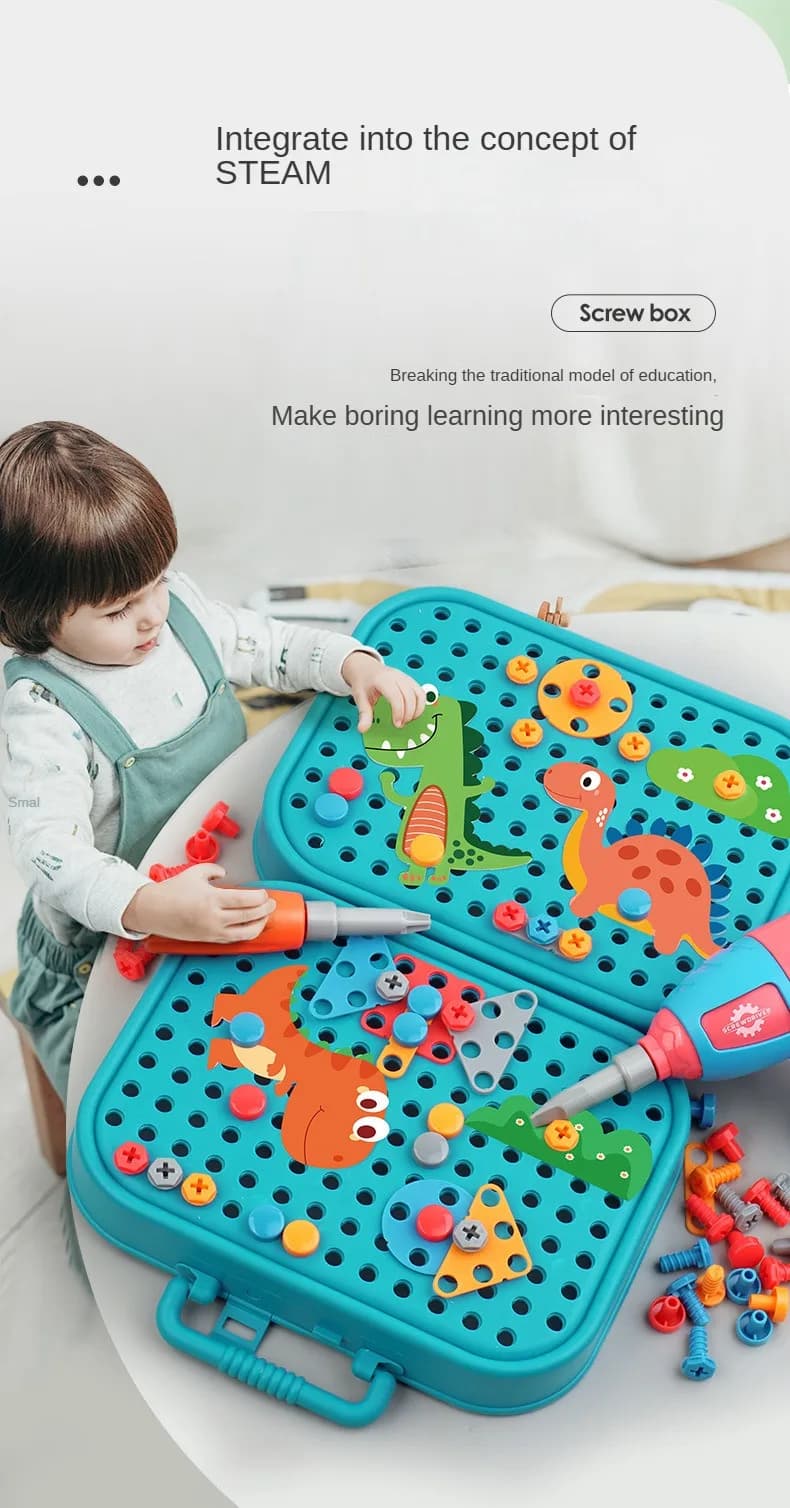 Caja de herramientas de simulación para niños con destornillador eléctrico