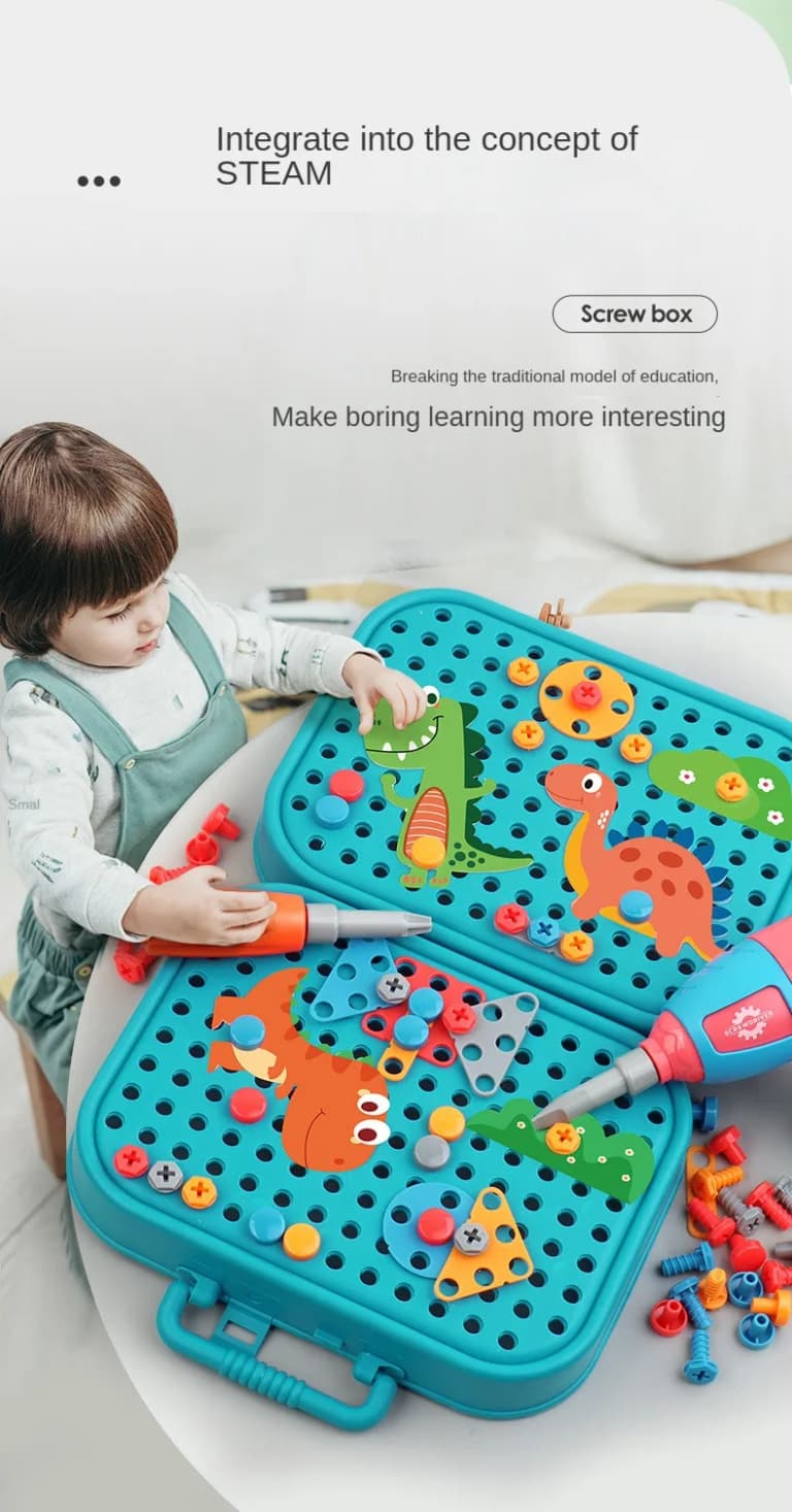 Caja de herramientas de simulación para niños con destornillador eléctrico