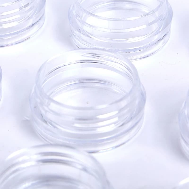 50 Mini Tarros Transparentes de 5g para Cosméticos y Decoración